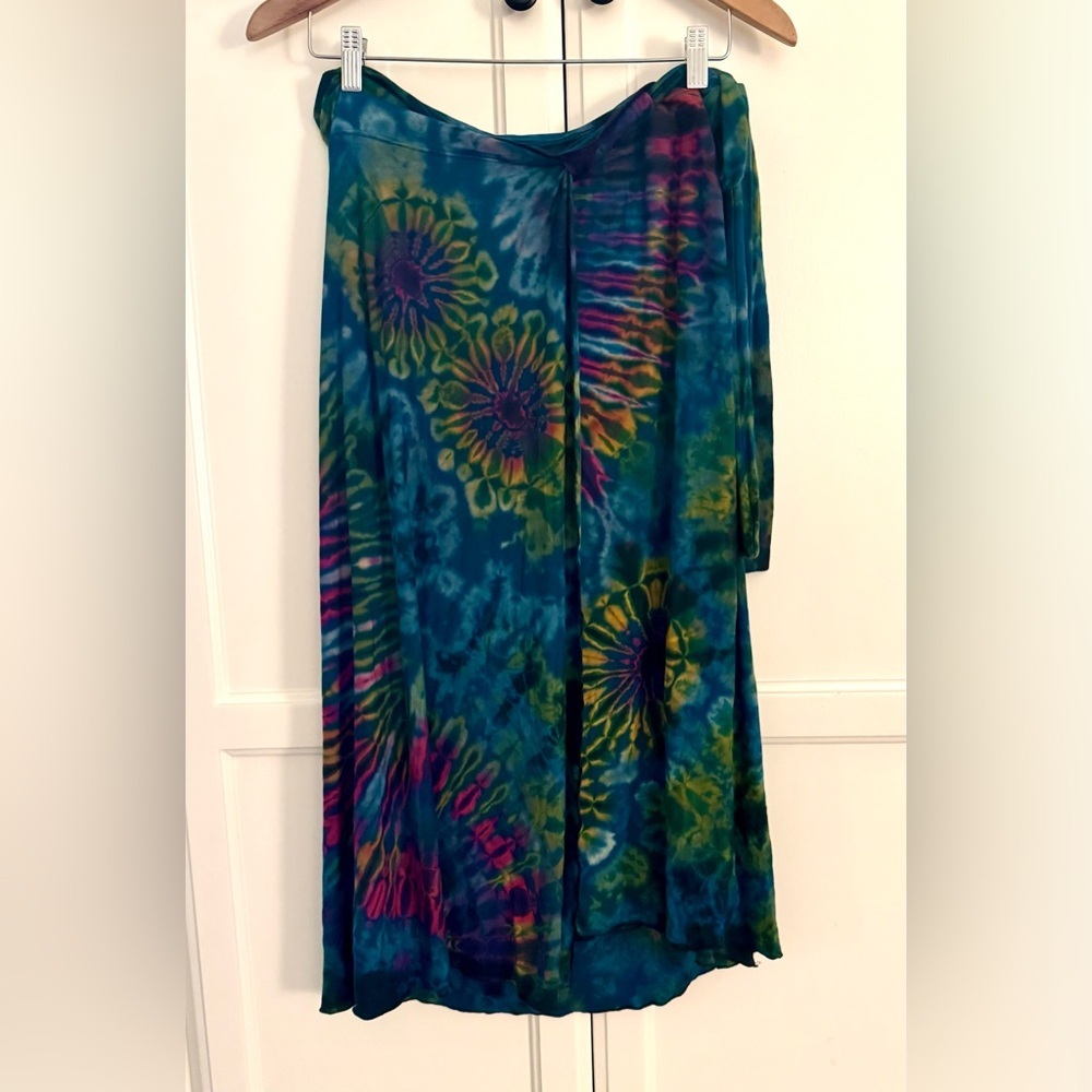 Mexicali Blues Tie-Dye Wrap Skirt in Blue Rainbow